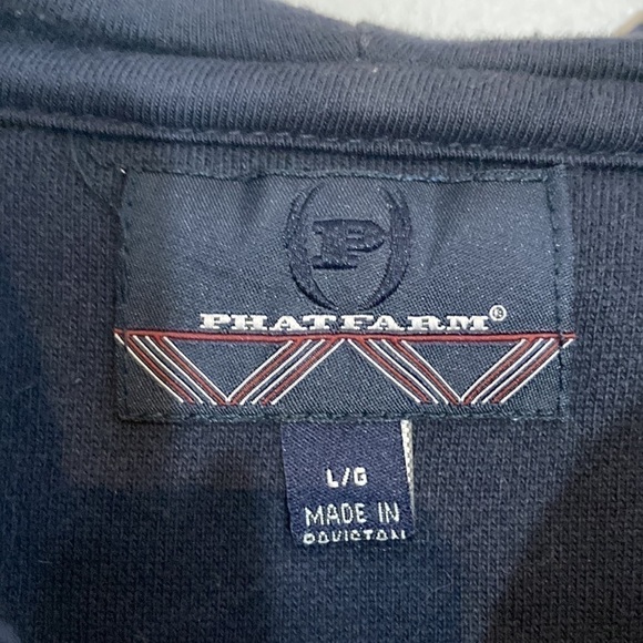 Vintage Men’s navy blue Phat Farm zip-up hooded sweatshirt size Large - Picture 8 of 10